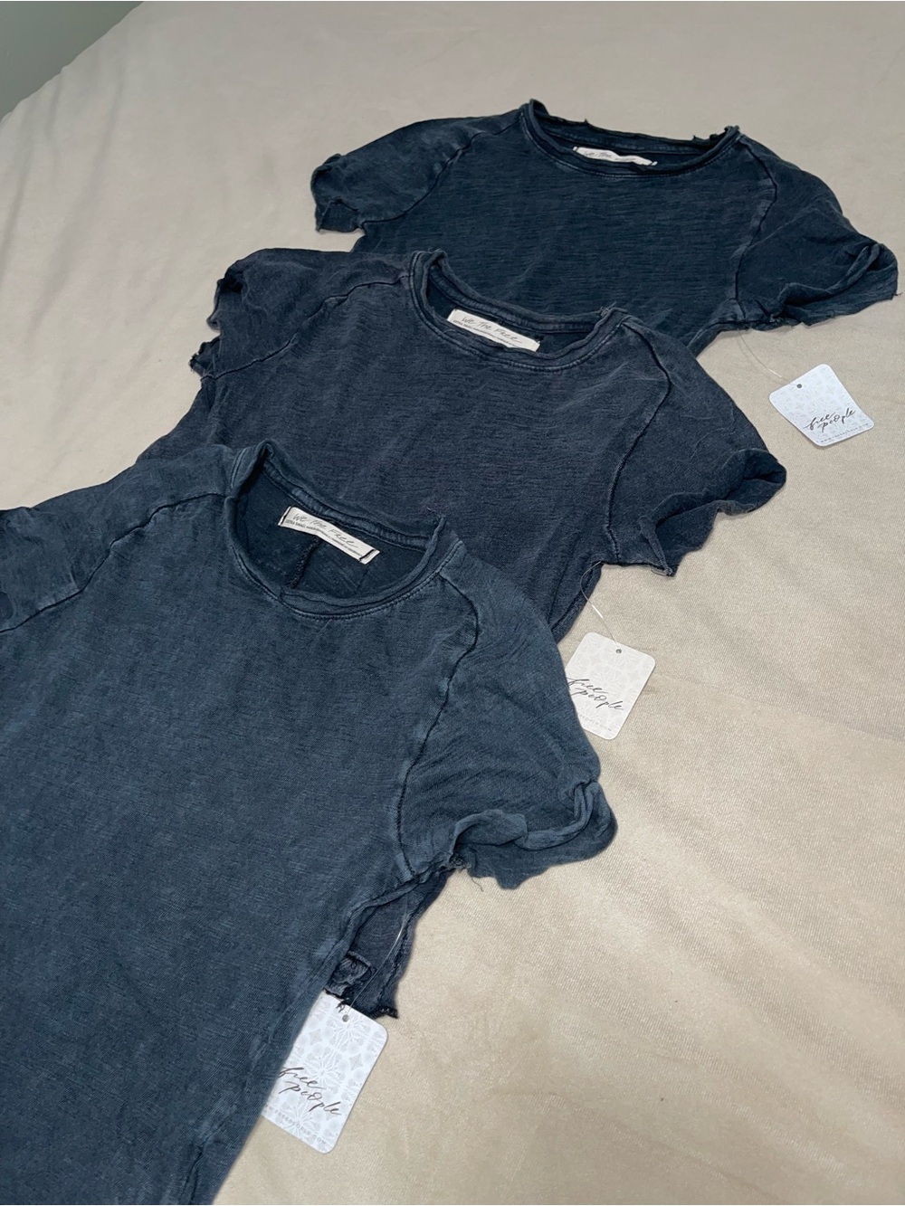 3 Piece Bundle Free People Be My Baby Tee Set XS Washed Black NWT - Picture 2 of 8